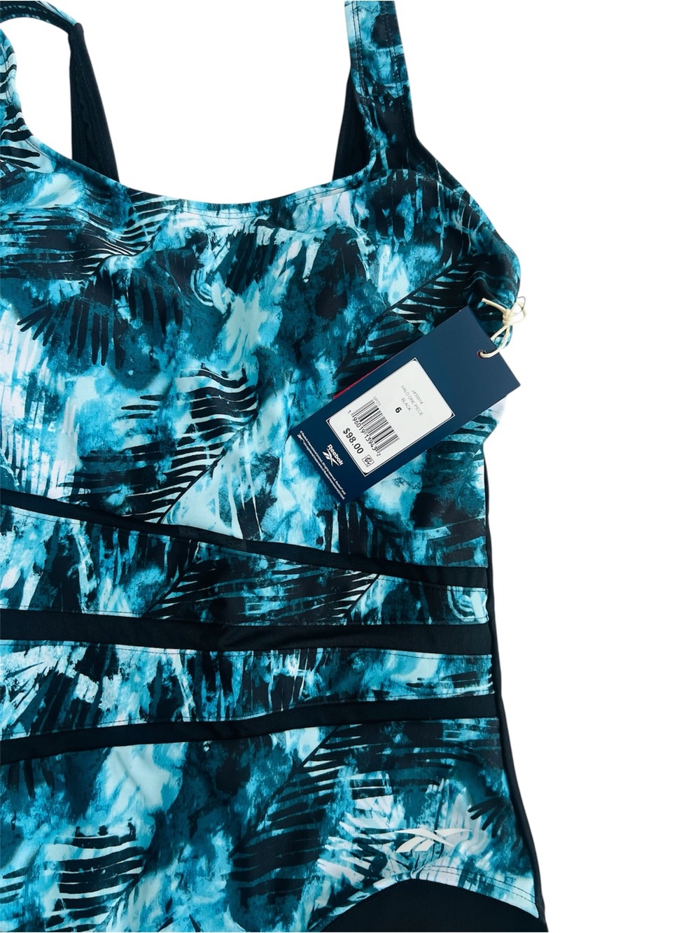 Reebok Teal & Black Abstract One-Piece Swimsuit - Picture 5 of 6